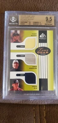 2012 SP GAME USED TIGER WOODS FRED COUPLES ERNIE ELS WORN SHIRT BGS 9.5 UDA 1/1! - Image 1 of 2