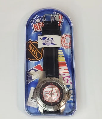 Reloj Sportivi: NASCAR Dale Earnhardt #3 vintage correa de cuero negro nuevo en caja  Foto 1 de 4