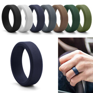 Silicone Wedding Engagement Ring for Men Women Rubber Band Gym Sports Size 7-13