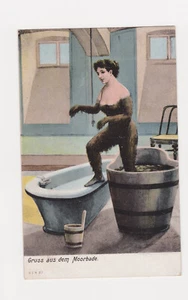 POSTCARDS (2) Mud Baths man woman humourous naughty unused German - Picture 1 of 4