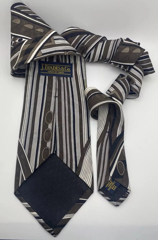 J Blades & Co 56” Vintage Tie USA Monterey Bay Silk Made by Hand Geometric - Image 1 of 4