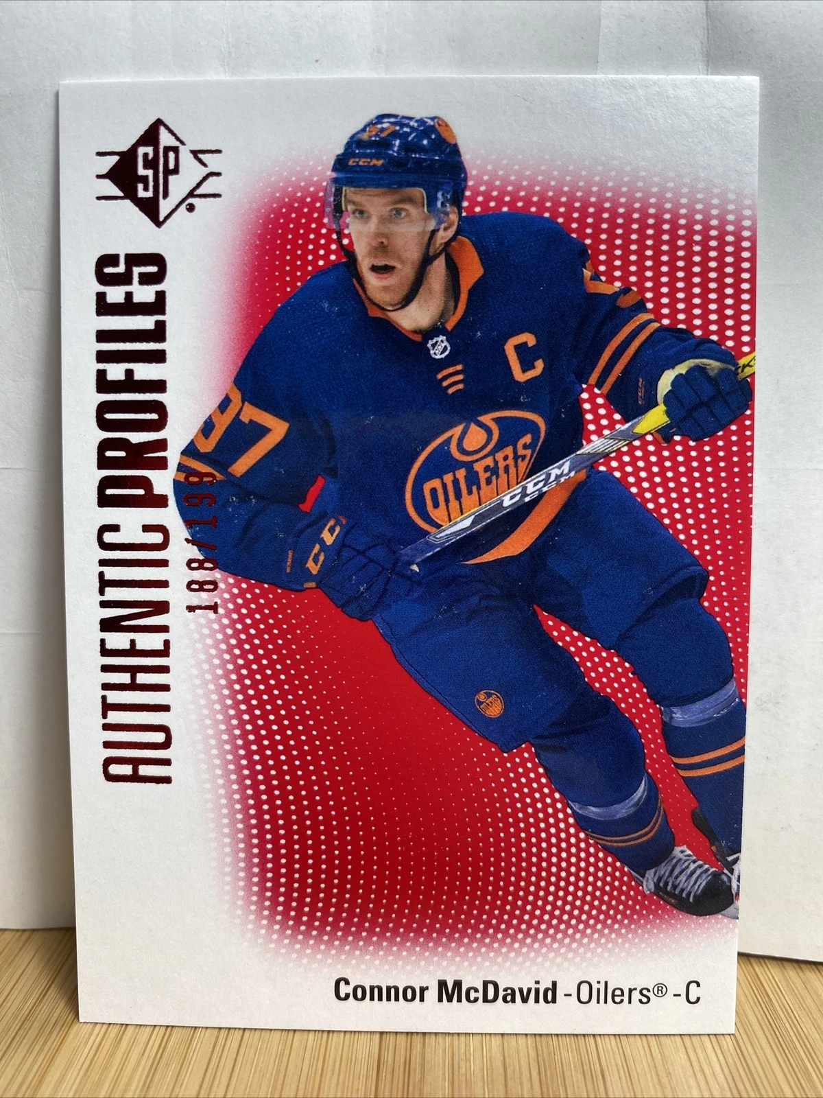 2021-22 SP Hockey Connor McDavid Red Authentic Profiles Card /199