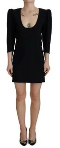 DSQUARED2 Women Black Mini Dress Polyester Stretch Sheath Bodycon Wrap Sz IT 38 - Picture 1 of 5