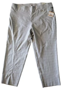 Anne Klein Women's Pull-on Slim Ankle Pants Size 3X Black White Striped Stretch - Picture 1 of 9