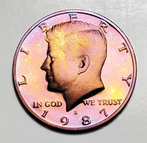 TONED 1987 S KENNEDY HALF DOLLAR PROOF UNC #C5199 - Picture 1 of 2