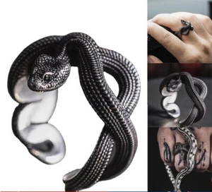 Anillos de serpiente de metal gótico vintage para hombres y mujeres anillos ajustables de apertura estereoscópica - Imagen 1 de 9