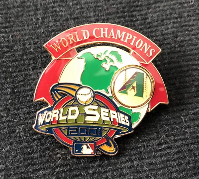 2001 Arizona Diamondbacks World Champions Pin - Red Banner Design - Image 1 of 2