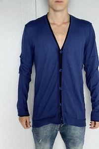 Chaleco Azul Angora Merino Extra Elegante M+F girbaud T XL Nuevo / Etiqueta Val - Imagen 1 de 5