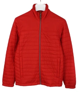 TIMBERLAND Jacket Men's MEDIUM Padded Quilted Red Lined Zip Elastic Cuffs - Picture 1 of 10