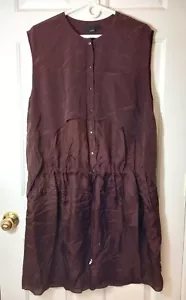 ALEXANDER WANG Silk Brown Button Drawstring Pockets With Overlay Dress Casual 6 - Picture 1 of 7