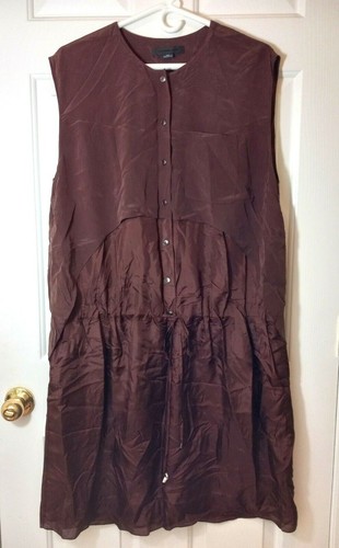 Abito ALEXANDER WANG seta marrone bottoni coulisse tasche con sovrapposizione casual 6