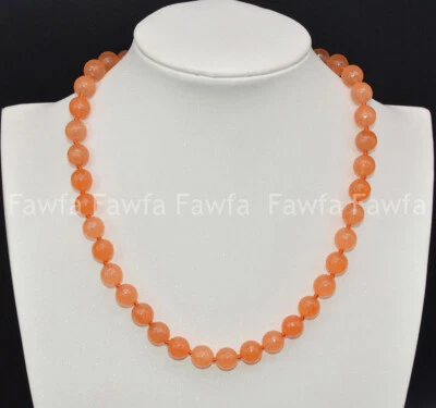 Collar largo fino natural de 10 mm facetado topacio naranja piedras preciosas cuentas redondas 16-72" Foto 1 de 4