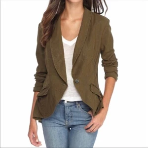 NWT Free People Linen Blazer Moss Green Linen Blend Small $128 - Picture 1 of 3