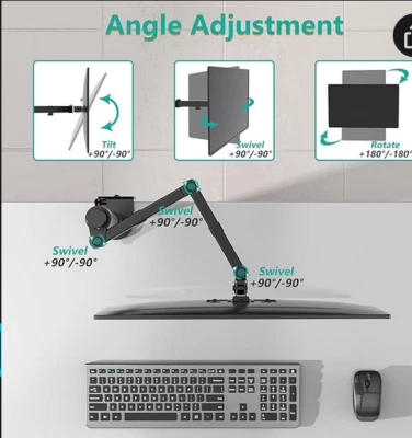 Wali Articulating Single Monitor Desk Mount - Image 1 of 4