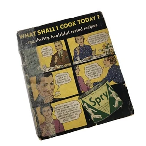 Original Vintage Cookbook What Shall I Cook Today Spry Shortening 1930's - Imagen 1 de 4