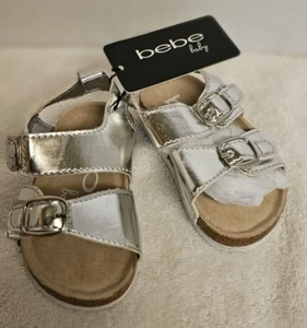 Bebe Baby Infant  Silver Sandas size 3 (6-9M) - Picture 1 of 4