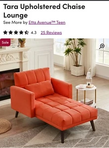 Orange chaise lounge chair indoor fully reclining Other DimensionsLegs7.87'' H - Picture 1 of 9
