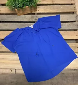 Camicetta donna Forever 21 contemporanea maniche corte, collo allacciato blu taglia M - Foto 1 di 6