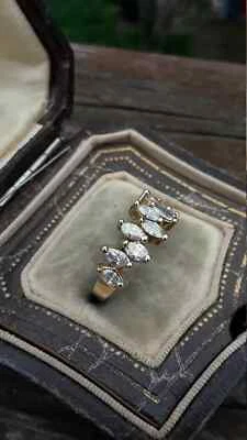 3Ct Lab-Created Diamond Half Eternity Wedding Band Ring 14K Yellow Gold Finish - Image 1 of 4