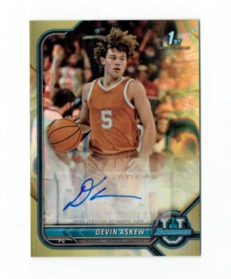 Devin Askew Bowman U 2021-22 RC AUTO GOLD 01/50 EBAY 1/1 LONGHORNS BCPA-DA - Image 1 of 2