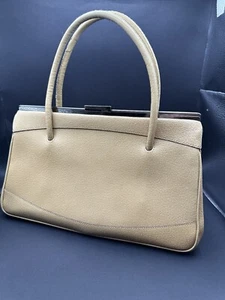 GUCCI Vintage Frame Hand Bag Leather Beige Model 92726 3444 purse - Picture 1 of 9