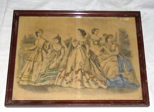 Framed 9.1/2 x 12 inch Vintage Picture - Fashions for June 1866 - Picture 1 of 1