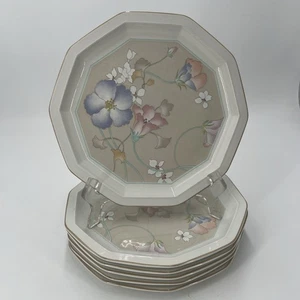 PV09451 EUC Vintage 1980's Mikasa Pastel Floral MARIKA Salad Plate - 6pcs - Picture 1 of 15