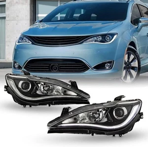 For 2017-2020 Chrysler Pacifica Halogen Projector Headlights w/ LED DRL Chrome - Picture 1 of 7