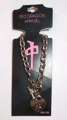 Pulsera de eslabones de cadena de metal Y2K RDS Red Dragon Apparel con logotipo de corazón nueva de stock como nueva Foto 1 de 4