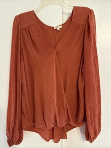 Kori America Long Sleeve Top Women’s Size L Flowy Boho Orange - Picture 1 of 6