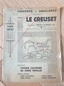 Ancien catalogue dépliant Tarif Publicitaire Le Creuset fonte émaillée Casserole - Picture 1 of 6