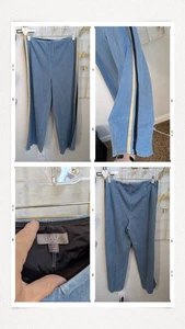 Lysse gebleicht blau Denim weites Bein Seitenstreifen Jegging Hose LG $ 108 - Bild 1 von 2