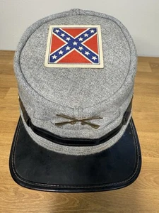 Vintage Civil War Confederate Kepi Hat – Union Made (UHCMW) Gray Wool-Blend Sz M - Picture 1 of 11