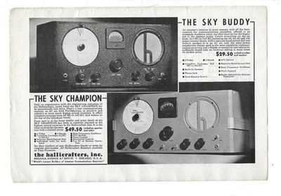 Hallicrafters Inc Sky Buddy & Champion receptores de radio y sistema de velas 1936 anuncios Foto 1 de 2