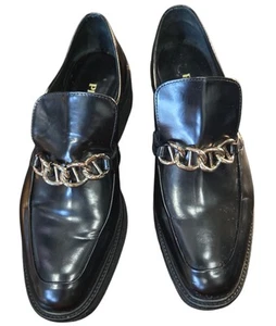 Prada Black Brushed Leather  Women Loafers EU 41 - US 11 - Picture 1 of 8