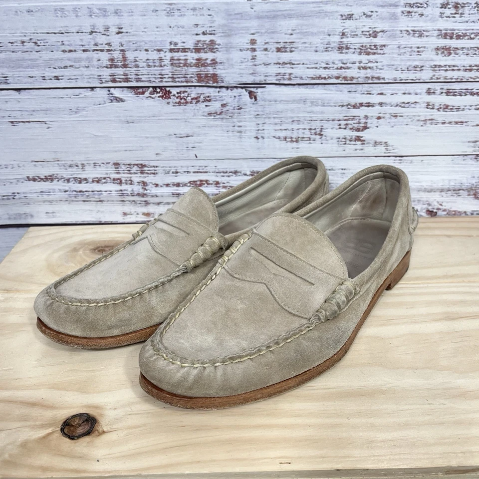 Allen Edmonds 10 D Sea Island Tan Suede Snuff Penny Loafers Slip On Shoes - Image 1 of 4