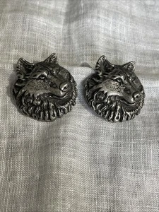 Vintage 2 Fox 1" Sewing Buttons Silver Tone Signed ZRC Lot 135-16 - Picture 1 of 5