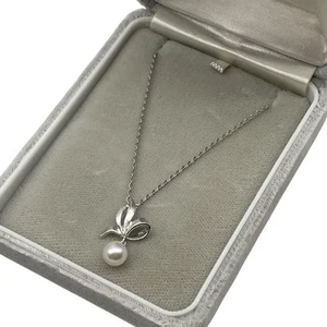 Mikimoto Perle Farbe Anhänger Halskette Akoya Silber Schmuck Elegant D359 - Bild 1 von 9