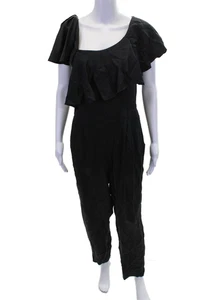 Jill Jill Stuart tuta donna drappeggiata con gamba affusolata arricciata nera taglia 10 - Foto 1 di 7