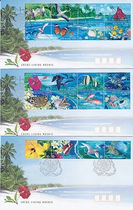 1999 Cocos Islands Living Mosaics - 3 FDc's - Picture 1 of 1