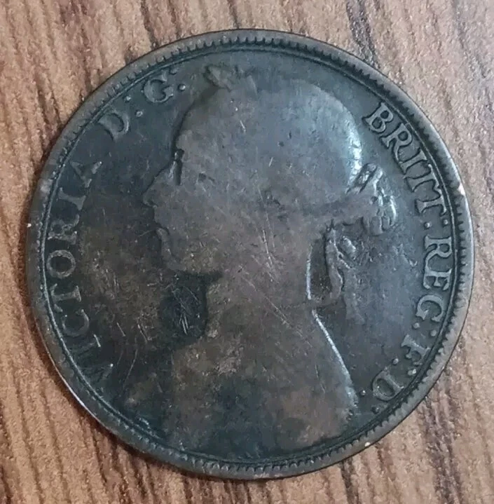 1891 UK Great Britain British Penny, Queen Victoria In Fine Condition (J264) - Image 1 of 2