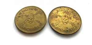 PAIR Vintage Say No to Drugs Crack Kills - A Friend Doesn't Sell You Drugs Token - Picture 1 of 2