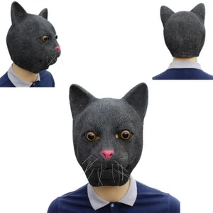 Cosplay Christmas Funny Halloween Mask Animal Black Cat Ear Full Face Party Prop - Picture 1 of 6