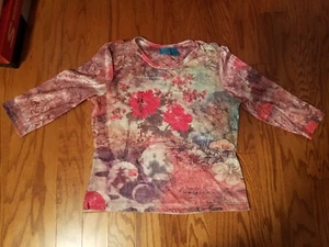 Tee Co Women's Juniors long sleeve shirt Japan scene crushed "velvet" Size L - Picture 1 of 4