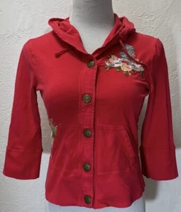 Damen JW Johnny Was Los Angeles Rot Jacke Hoodie Bestickt Größe M - Bild 1 von 22