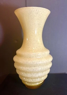 "Hermoso jarrón grande italiano de vidrio artístico moteado amarillo 14,5"" Bombay" Foto 1 de 4