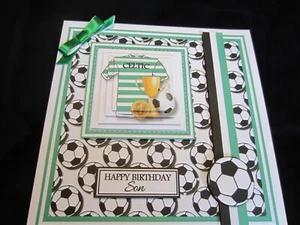 Handmade Greetings card - 8' x 8' Celtic Football Themed Son Birthday Card - Picture 1 of 5