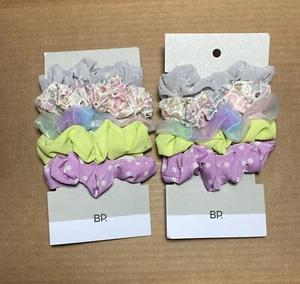 BP Womens One Size 5 Pack Assorted Hair Scrunchies purple blue green - Picture 1 of 3