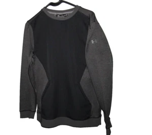 NWOT New UNDER ARMOUR Boys XL Black Gray Cold Gear Sweatshirt Thick Loose L/S - Picture 1 of 3
