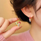 Stylish Simple Sweet Small Fresh Color Love Heart Hoop Earrings Women Party G WF